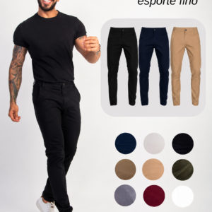 Kit 3 Calças Sarja Masculinas Esporte Fino 01